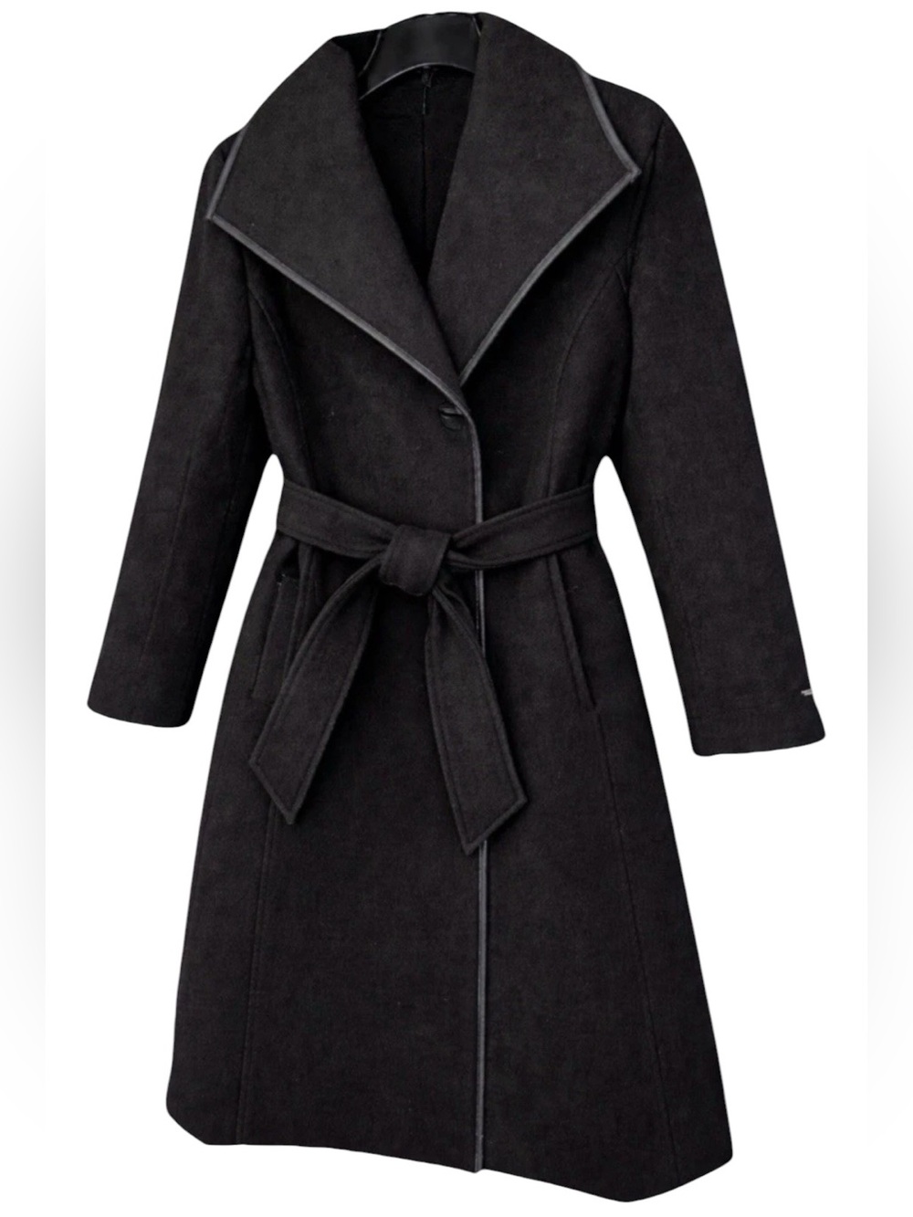 Tahari Grey Wrap Coat Size Large - Picture 4 of 9